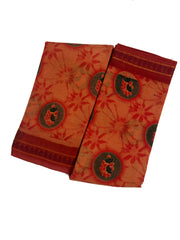 Madurai Sungudi Cotton Saree Samll Double Side Fancy Thread Border & Body Printed without Blouse