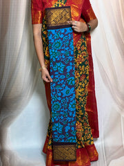 Kalamkari Sungudi Saree - Medium Zari Border with Blouse