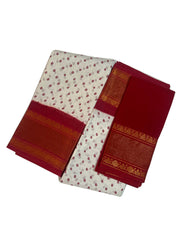 Madurai Sungudi Cotton Saree Body Sungudi Design with Blouse Contrast Color Tissue Border