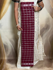 Madurai Sungudi Cotton Pavithra Kattam Fancy Saree for Women | Double Side Small Zari Border | Soft Traditional Madurai Cotton Saree with Running Blouse