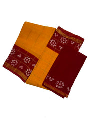 Vanaja Check Medium Zari Border Contrast Color with Wax Print & Blouse