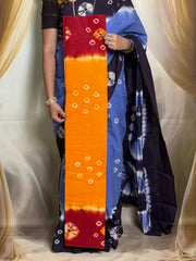 Madurai Sungudi Cotton Saree for Women | Borderless Traditional Saree with Bandhani Design | Contrast Color | Soft Cotton Saree with Running Blouse