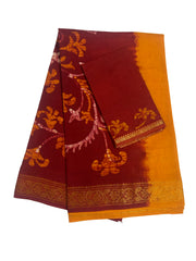 Madurai Sungudi Cotton Traditional Hand Art Wax Print Saree With Blouse & DS Zari Border