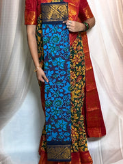 Kalamkari Sungudi Saree - Medium Zari Border with Blouse