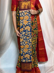 Kalamkari Sungudi Saree - Medium Zari Border with Blouse