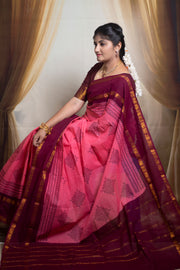 Madurai Sungudi Cotton Kolam Design Saree for Women | Adyar Plain Body | Rudraksham / Peacock Zari Border | Soft Traditional Saree with Blouse