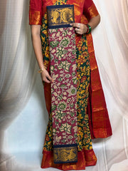 Kalamkari Sungudi Saree - Medium Zari Border with Blouse