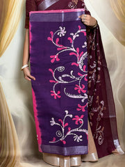 Madurai Sungudi Cotton Traditional Hand Art Wax Print Saree With Running Blouse & Tissue Zari Border