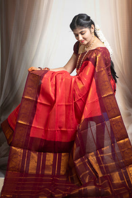 Madurai Sungudi Cotton Saree - Tissue Velthari Design Medium Silver Zari Border Contrast Color With Running Blouse