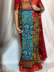 Kalamkari Sungudi Saree - Medium Zari Border with Blouse