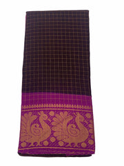 Madurai Sungudi Cotton Medium Zari Checked Contrast