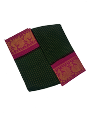 Madurai Sungudi Cotton Medium Zari Checked Contrast