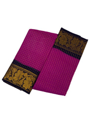 Madurai Sungudi Cotton Medium Zari Checked Contrast