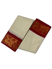 Madurai Sungudi Cotton Medium Zari Checked Contrast