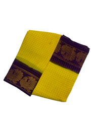 Madurai Sungudi Cotton Medium Zari Checked Contrast