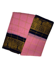 Poonam Vanaja Checked Medium Zari Contrast Border