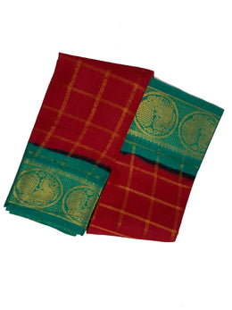 Poonam Vanaja Checked Medium Zari Contrast Border