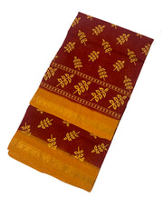 Madurai Sungudi Sarees - Double Side Zari border(KT) - Leaf Design
