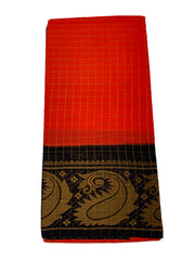 Madurai Sungudi Cotton Medium Zari Checked Contrast