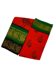 RajaRani Mayuri Printed with Zari Border