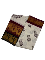 RajaRani Mayuri Printed with Zari Border