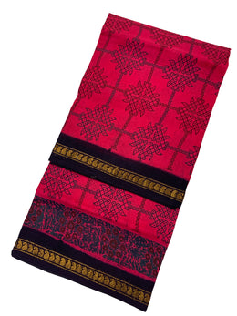 Madurai Sungudi Sarees - Double Side Zari border(KT) - Kolam Design